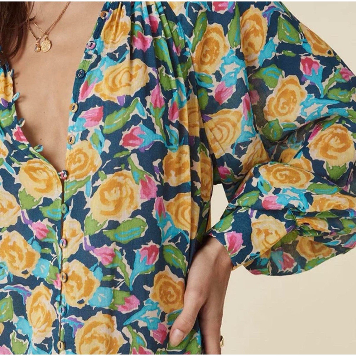 Spell And The Gypsy Women’s Islamorada Blouse Button Up Blue Sz Xs Extra Small